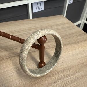 Vintage Tan and Brown Stoneware Bangle Bracelet